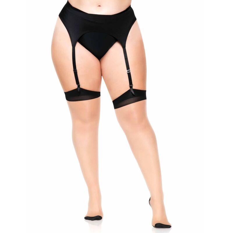 Bas Cuissardes Lycra Transparent Couture Arrière Talon Cubain Grande Taille - Leg Avenue