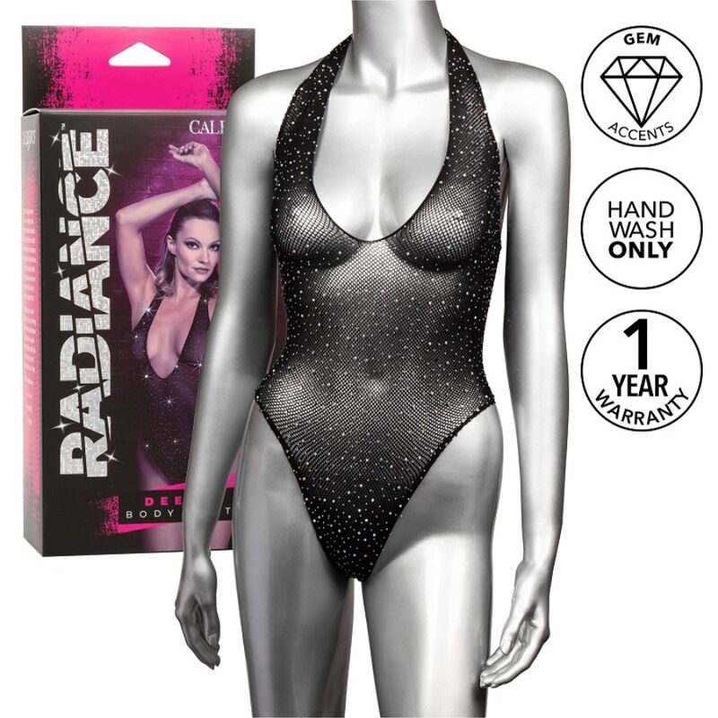 Body Sexy Radiance Décolleté Plongeant Maille Strass Dos String - CalExotics