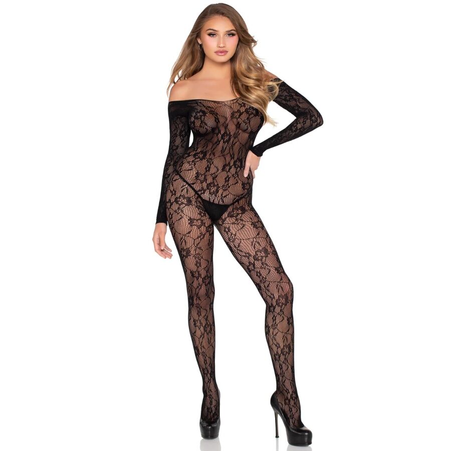 Bodystocking Dentelle Florale Taille Unique 2 Coloris - Leg Avenue