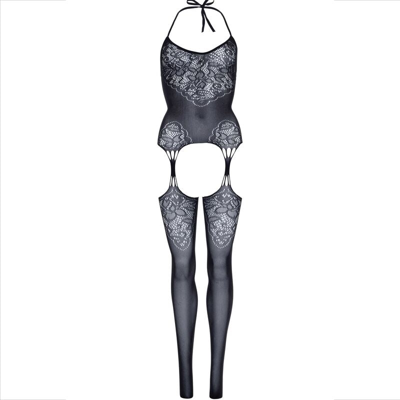 Bodystocking Dentelle Sans Couture Dos Nu Col Halter Taille Unique - Leg Avenue