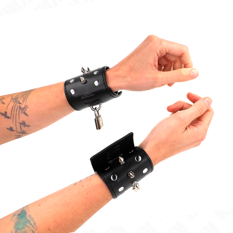 Bracelets de Poignet BDSM Punk à Pointes Réglables 25 x 6 cm - Kink