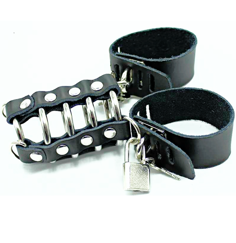 Cage de Chasteté Pénis Anneaux Métalliques Sangle Cuir Réglable - Ohmama