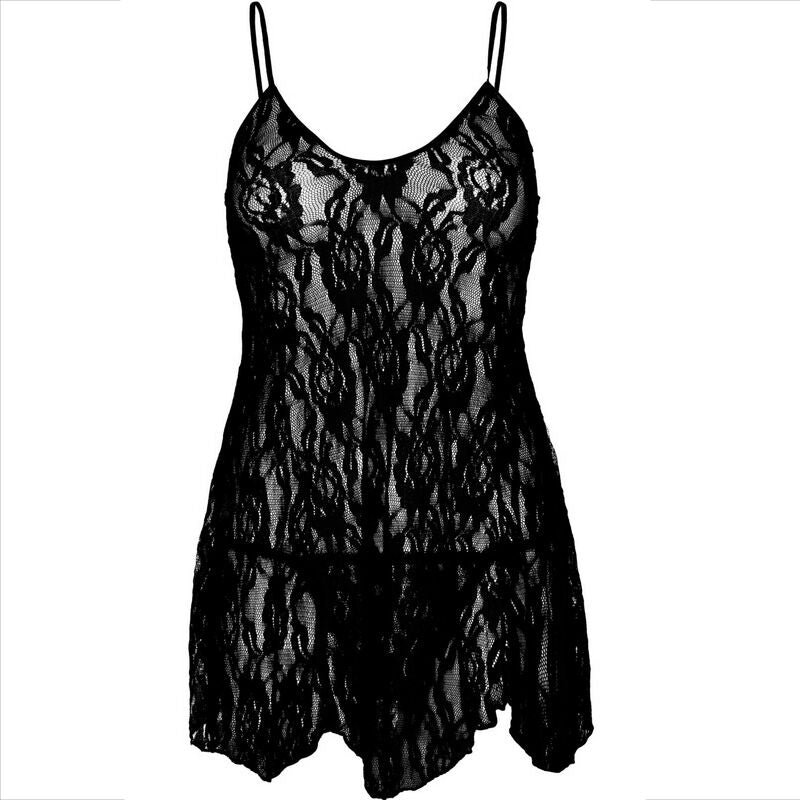 Chemise de Nuit Dentelle Florale Transparente Taille Unique - Leg Avenue