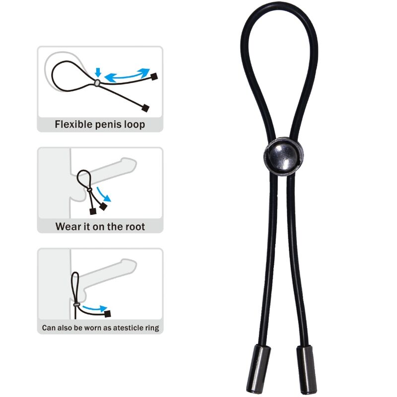 Cockring Cordon Ajustable Pénis et Testicules Silicone - Pretty Love