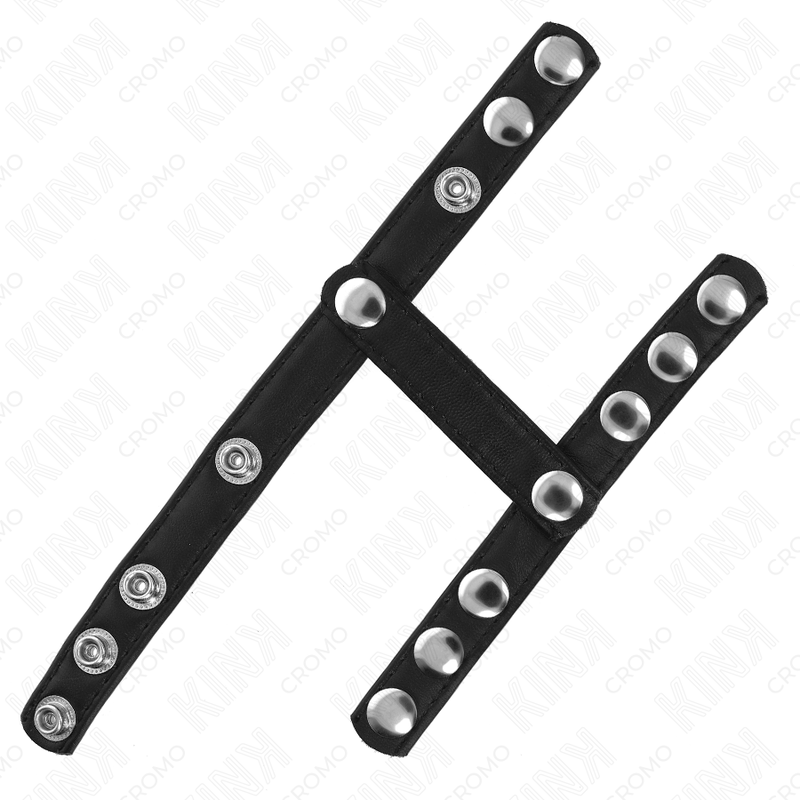 Cockring Cuir 3 Sangles Réglables avec Diviseur de Testicules - Kink