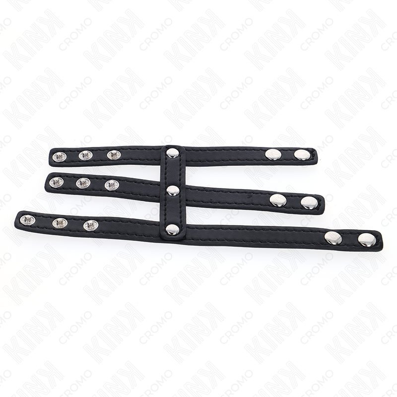 Cockring Cuir Triple Anneau Fermeture à Pression Réglable - Kink