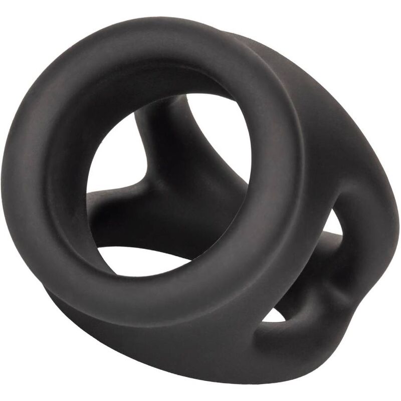 Cockring Double Anneau Alpha Dual Cage Silicone Extensible Noir - CalExotics