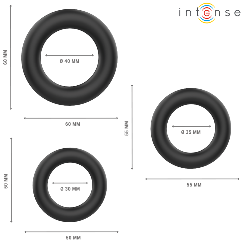 Cockring Hugh Lot de 3 Anneaux Silicone Flexibles - Intense