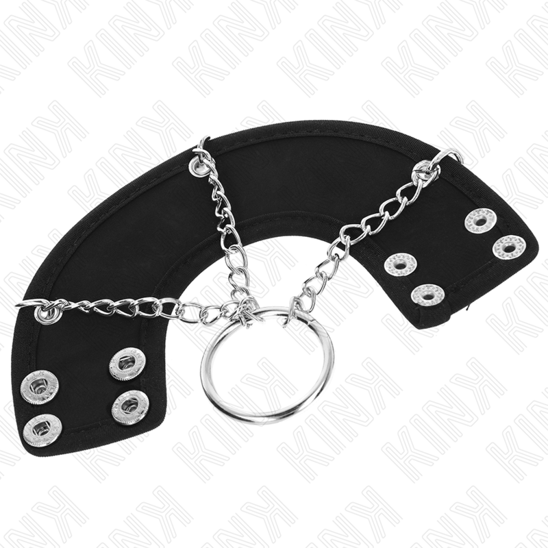 Cockring Métal avec Sangle Cuir et Chaîne 4 et 7 cm - Kink