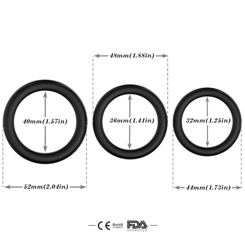Cockring Triple Silicone Anneaux Extensibles Noir - Armony