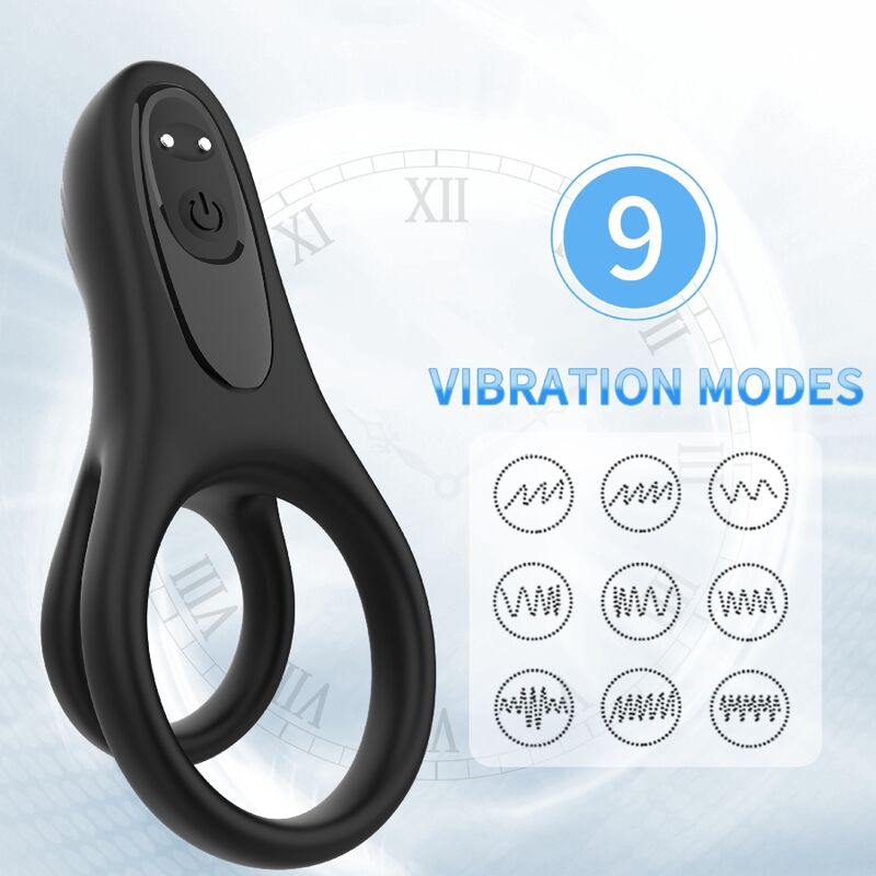 Cockring Vibrant Double Anneau 9 Modes Rechargeable USB - Armony