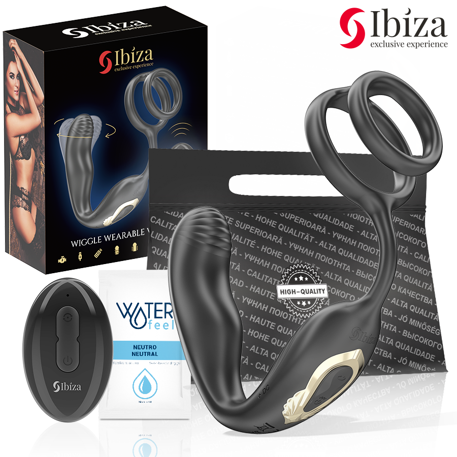 Cockring Vibrant Rotatif Wiggle Télécommandé 10 Modes USB - Ibiza Technology