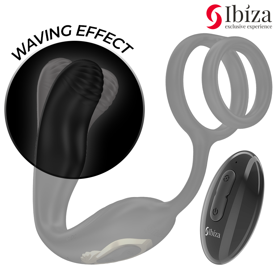 Cockring Vibrant Rotatif Wiggle Télécommandé 10 Modes USB - Ibiza Technology