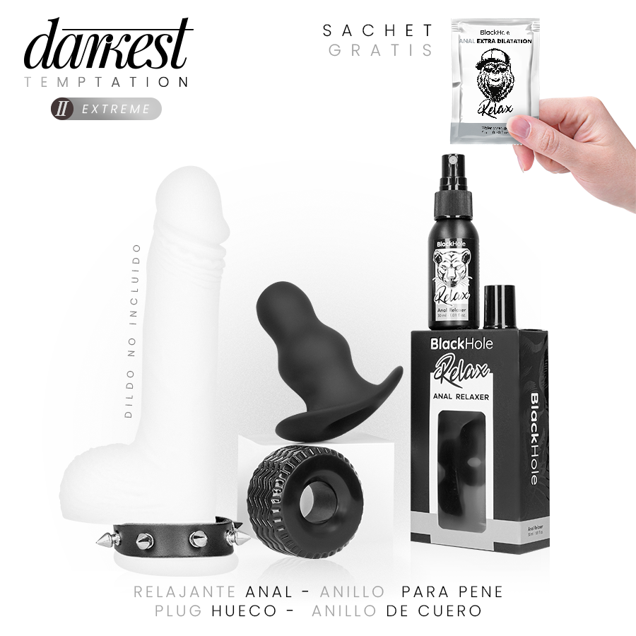 Coffret BDSM Extreme Dreamkit Plug Tunnel Cockrings Spray Relaxant - Darkest Temptation