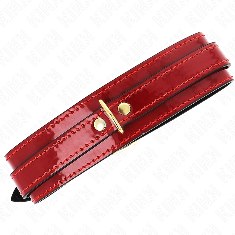 Collier BDSM Ajustable Rouge Vin Détails Dorés Réglable 29-42,5 cm - Kink