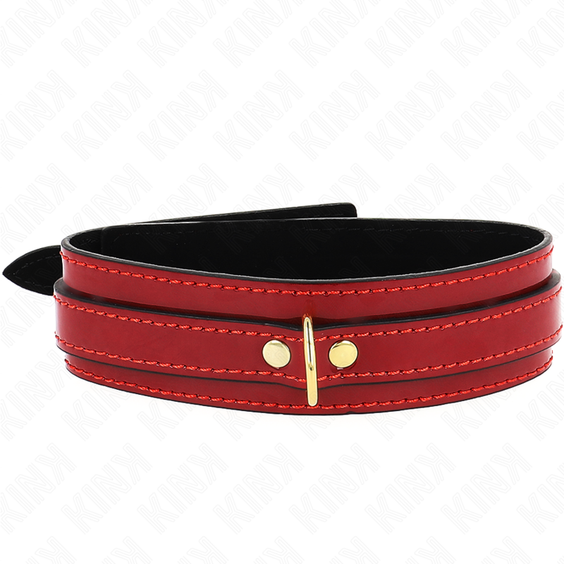 Collier BDSM Ajustable Rouge Vin Détails Dorés Réglable 29-42,5 cm - Kink