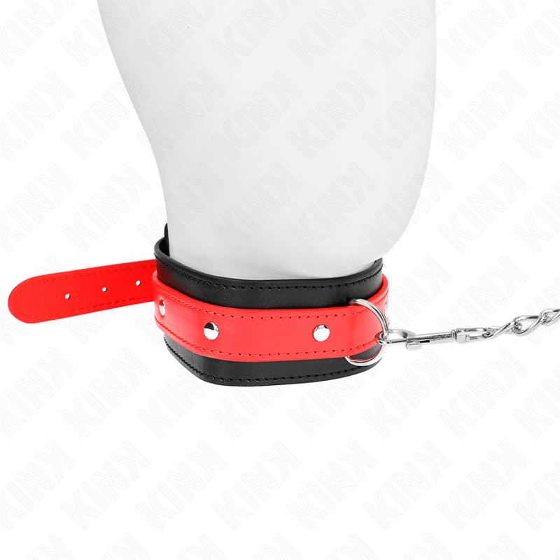Collier BDSM avec Bracelet Rouge Ajustable Boucle Métal - Kink