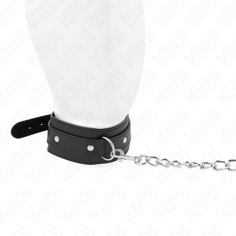 Collier BDSM avec Laisse 65 cm Anneau Réglable 38-49 cm - Kink