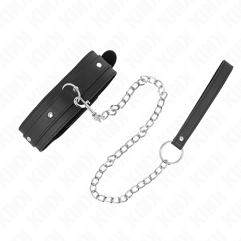 Collier BDSM avec Laisse 65 cm Anneau Réglable 38-49 cm - Kink