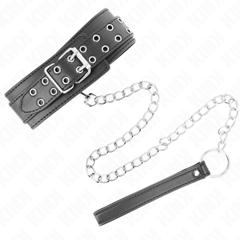 Collier BDSM avec Laisse Boucles Argentées Réglables 33-46 cm - Kink