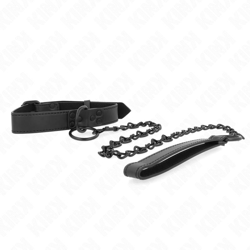 Collier BDSM avec Laisse Cuir Ajustable 37-54 cm Boucle Métal - Kink