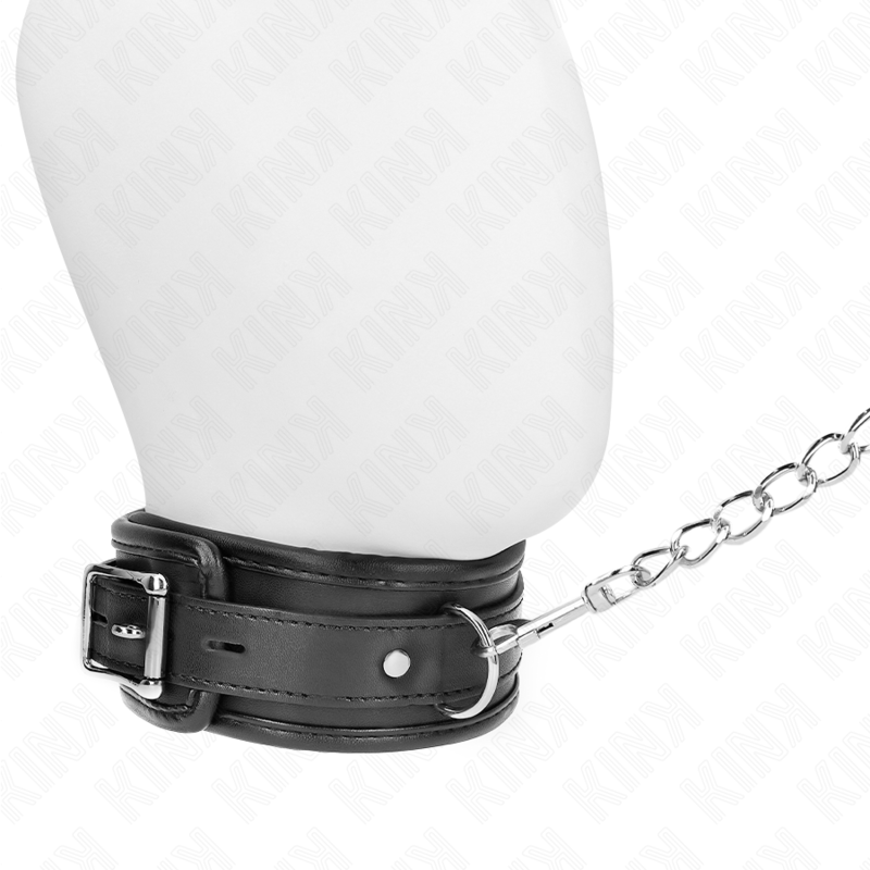 Collier BDSM Basic avec Laisse 65 cm Cuir Boucle Réglable - Kink