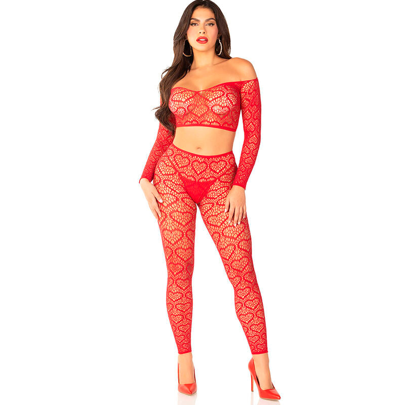 Ensemble Crop Top et Bas Rouge Extensible Taille Unique - Leg Avenue