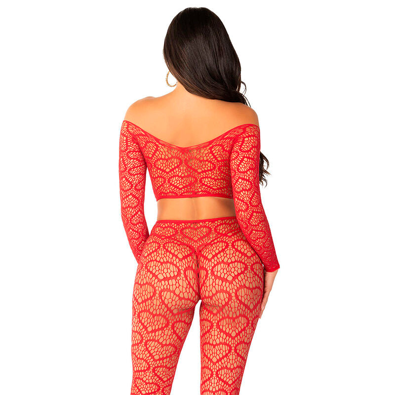 Ensemble Crop Top et Bas Rouge Extensible Taille Unique - Leg Avenue