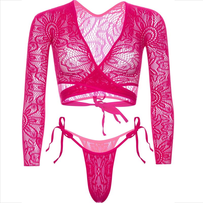 Ensemble Lingerie Dentelle Top Court & String à Nouer Taille Unique - Leg Avenue