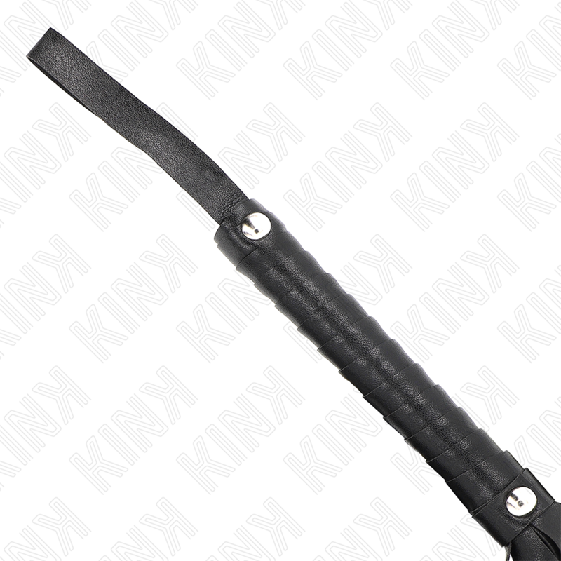 Fouet BDSM Queue Large Cuir et PVC Manche Bois 48,5 cm - Kink