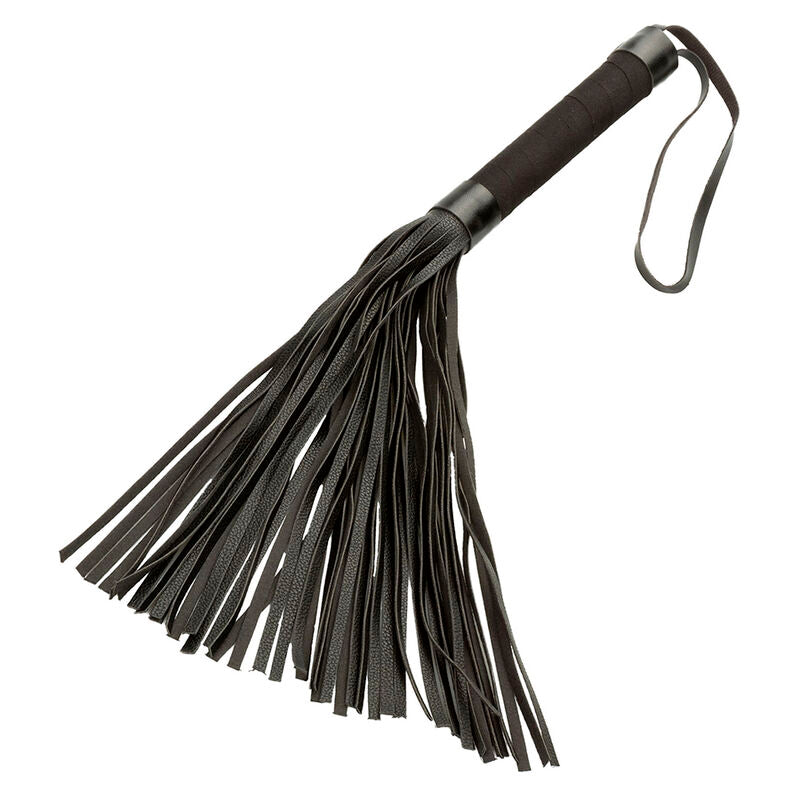 Fouet Flogger BDSM Nocturnal Cuir Noir Lanières Souples - CalExotics
