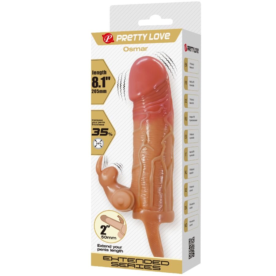 Gaine à Pénis Osmar Transparente Stimulateur Clitoris Vibrant 10 Modes - Pretty Love