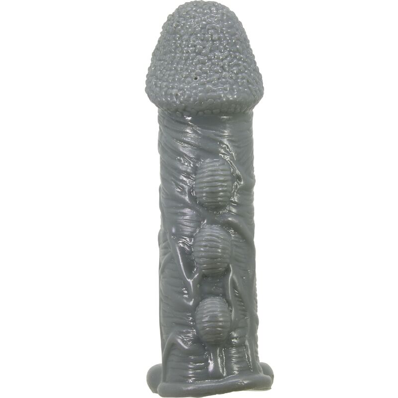 Gaine à Pénis Réaliste Texturée avec Sangle Testicules Gris - Pretty Love