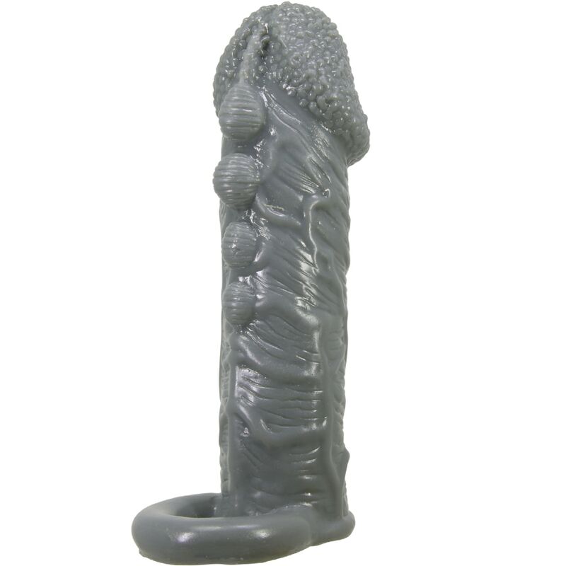 Gaine à Pénis Réaliste Texturée avec Sangle Testicules Gris - Pretty Love