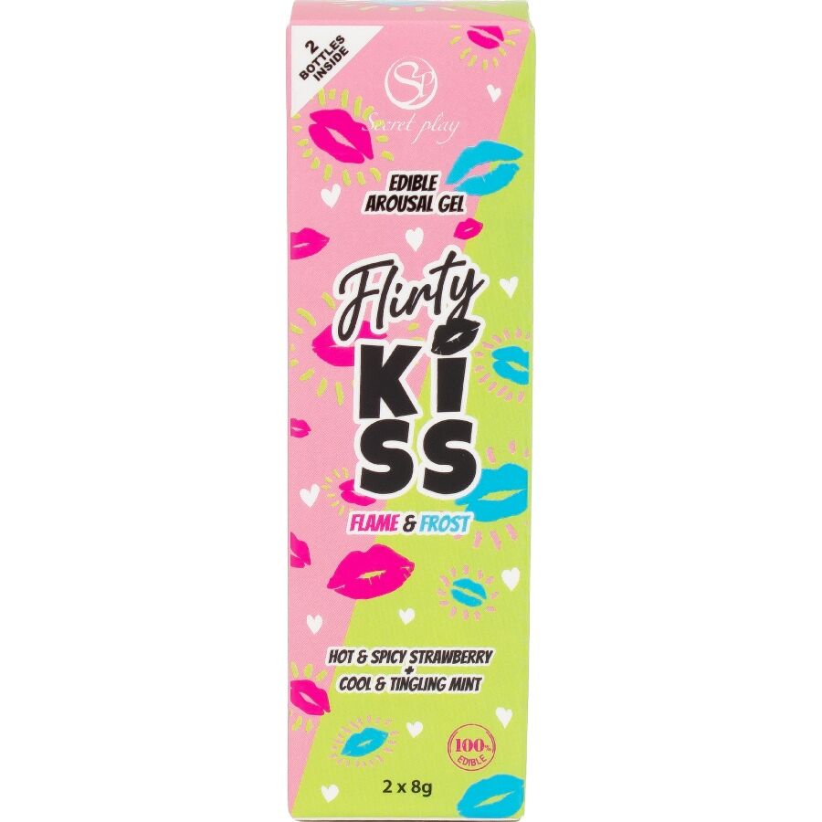Gels Coquins Flirty Kiss Sexe Oral Fraise & Menthe Comestibles 2 x 8 g - Secretplay