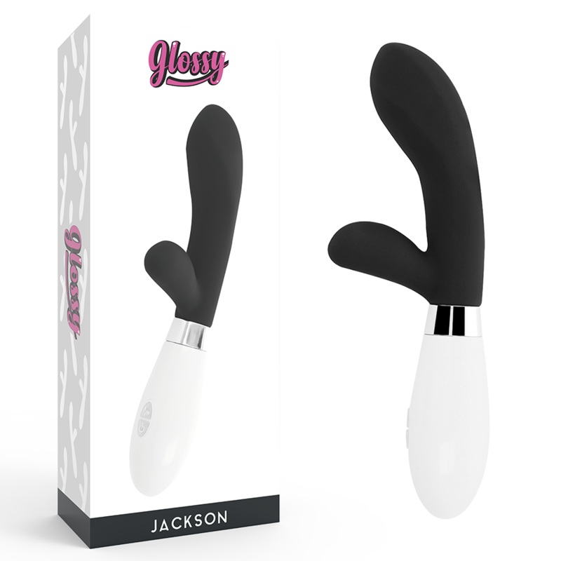 GLOSSY - Vibromasseur Rabbit Jackson - 2 Moteurs 10 Modes Silicone - Glossy LAPIN NOIR