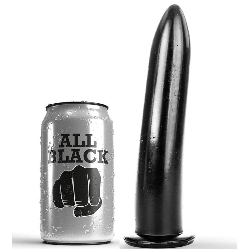 Gode Anal et Vaginal 20 cm Pointu Silicone Lisse Noir - All Black