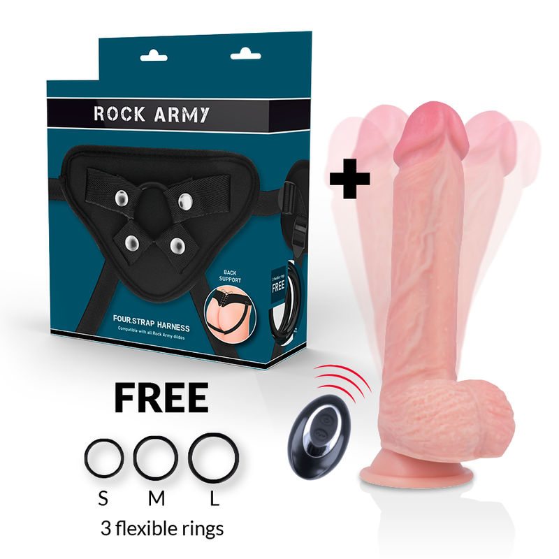 Gode Ceinture Vibrant Réaliste Apache 20,5 cm Télécommande IPX7 - Rock Army