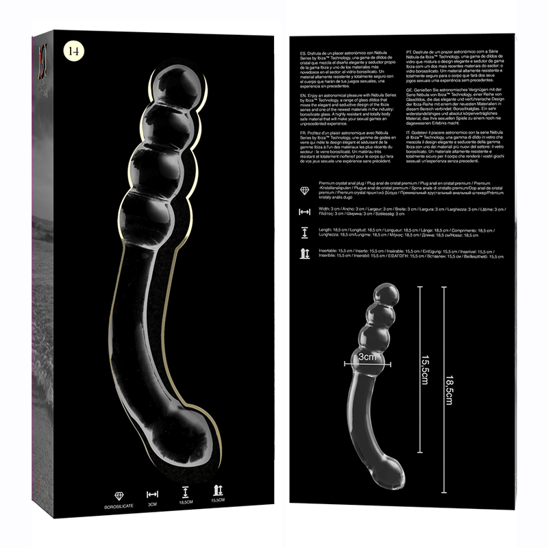 Gode en Verre Borosilicate Nebula Modèle 14 Transparent 18,5 cm - Nebula Series By Ibiza