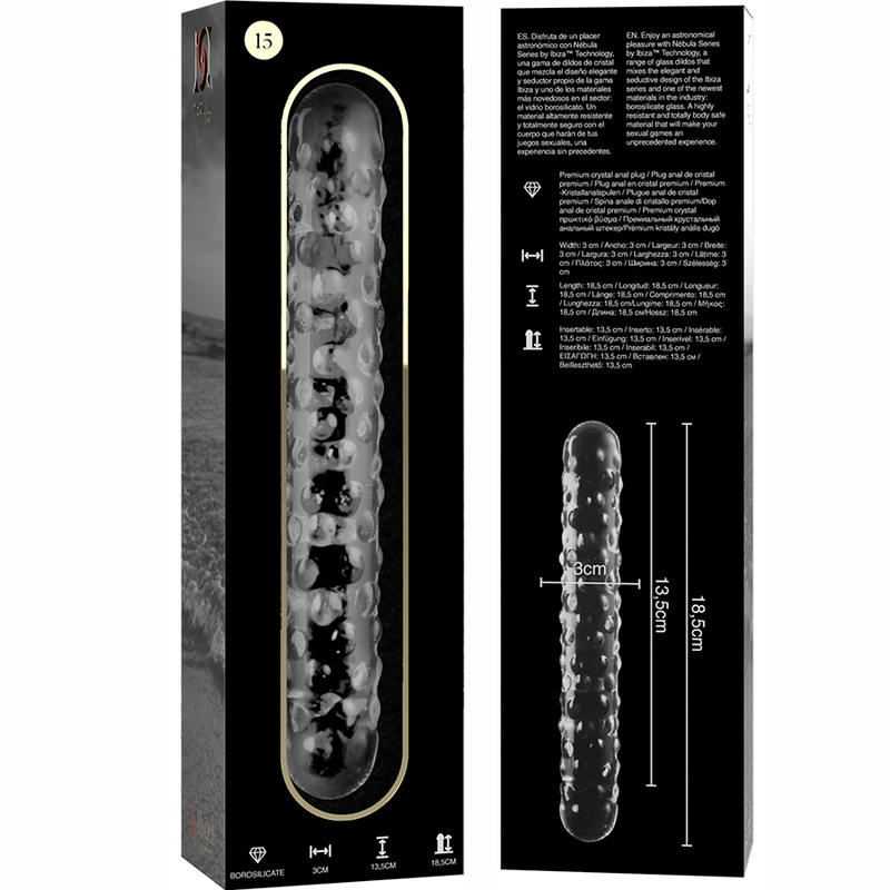 Gode en Verre Borosilicate Nebula Modèle 15 Transparent 18,5 cm