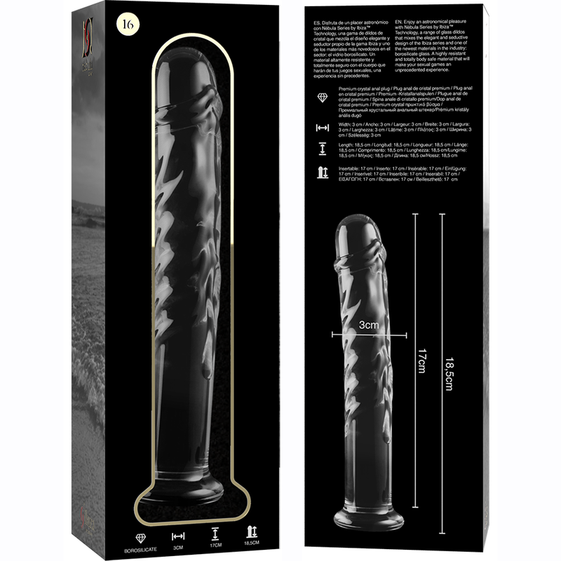 Gode en Verre Borosilicate Nebula Modèle 16 Clair 18,5 cm