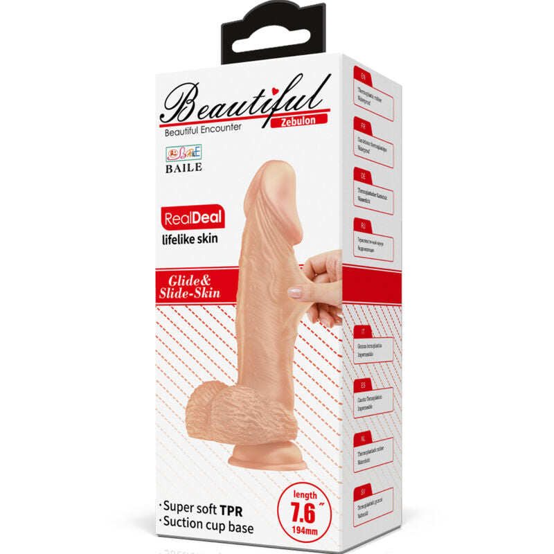 Gode Réaliste Ventouse Zebulon Flexible Veiné 19,4 cm - Baile