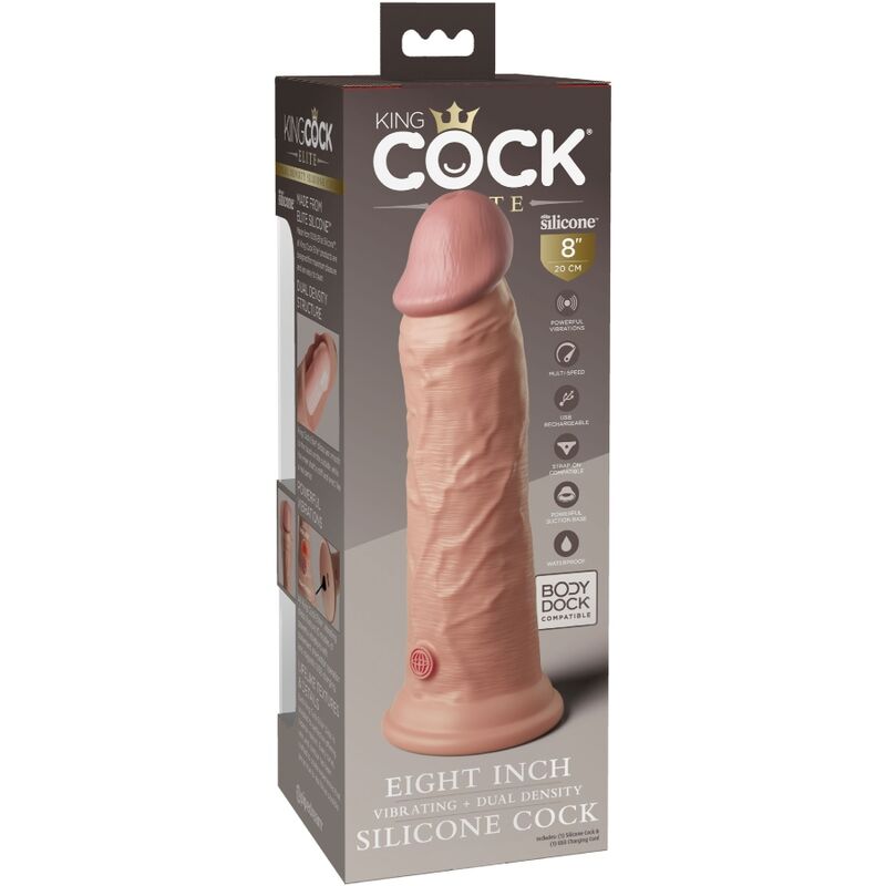 Gode Réaliste Vibrant Elite Silicone 15 ou 20 cm Ventouse - King Cock