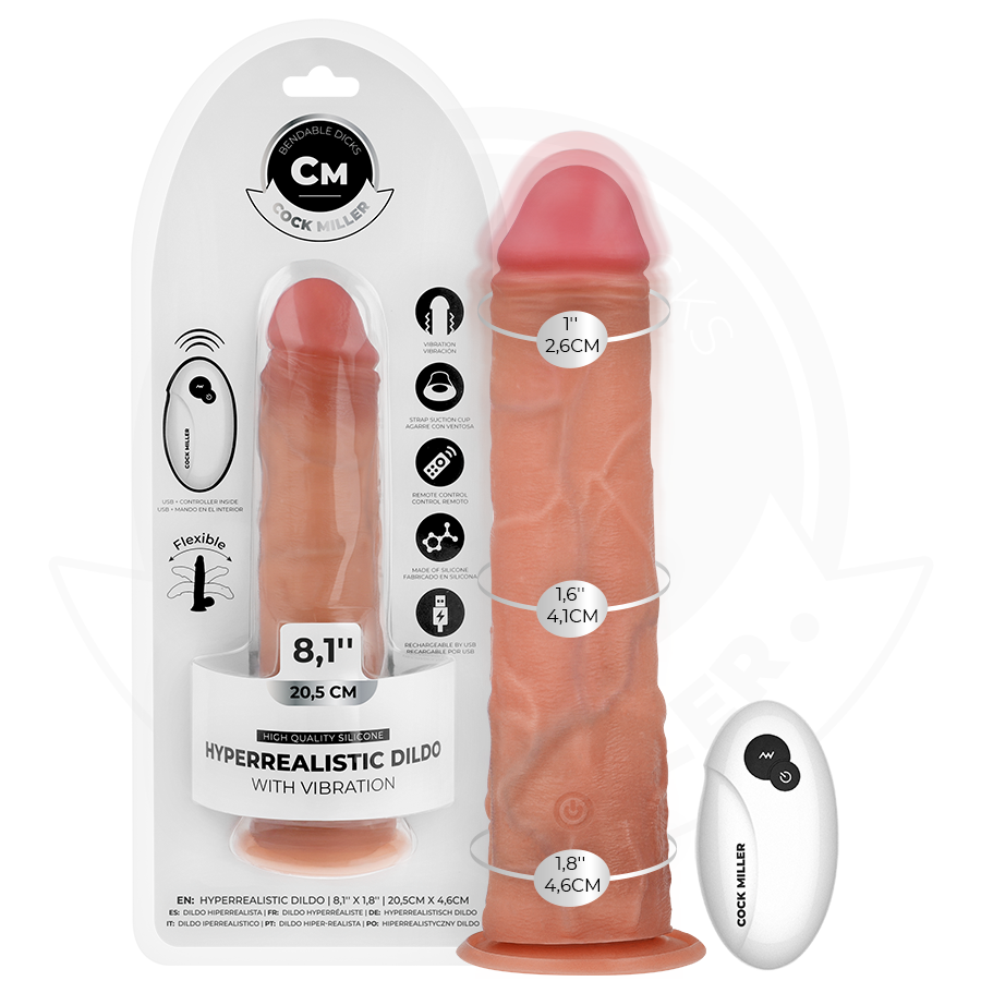 Gode Réaliste Vibrant Ventouse Télécommande Rechargeable - Cock Miller