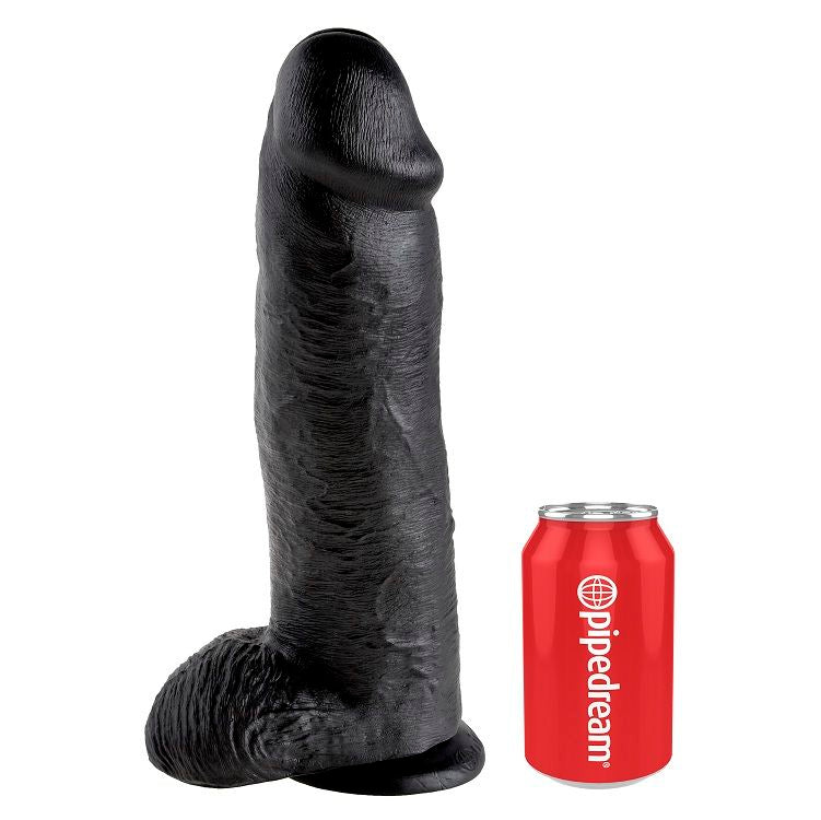 Gode Réaliste XL Ventouse avec Boules 30 cm Noir - King Cock