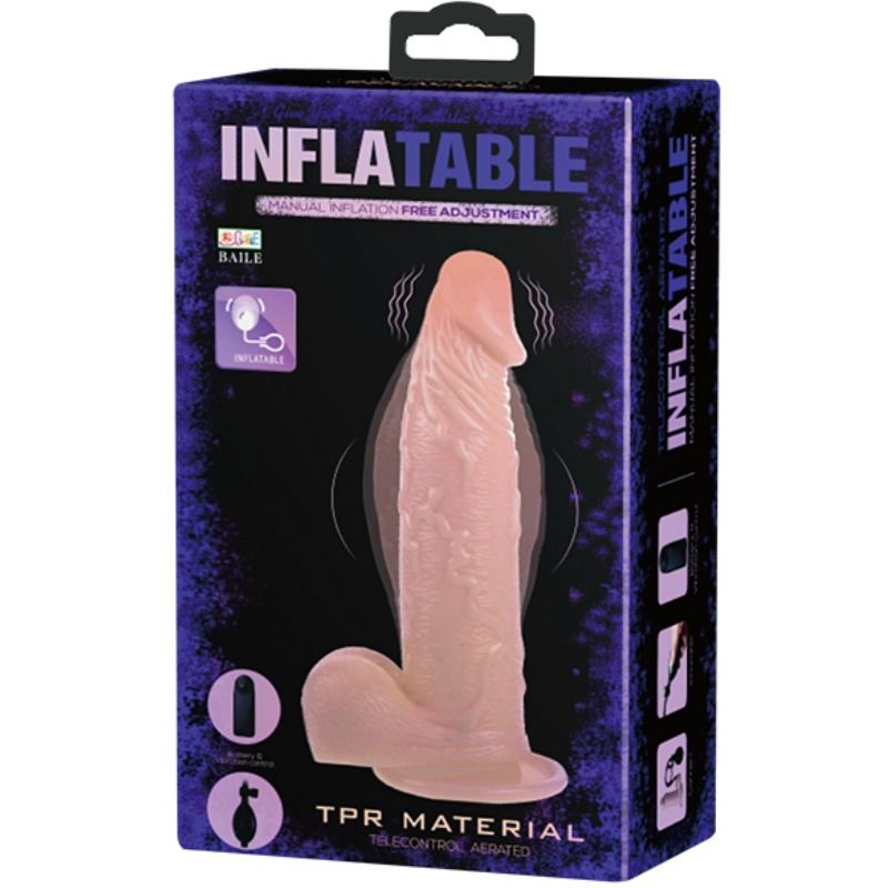 Gode Vibrant Gonflable Réaliste Veiné Ventouse Multivitesses - Baile