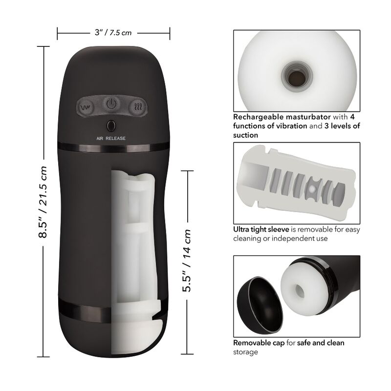 Masturbateur Vibrant à Aspiration Pulsar Stroker 3 Modes Rechargeable - CalExotics