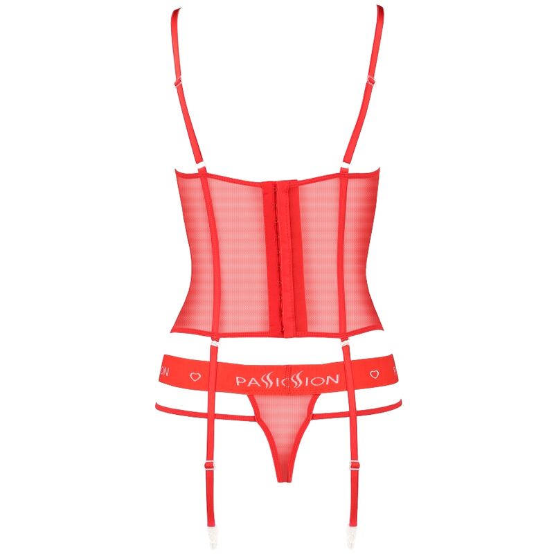 Corset Kyōka Rouge Transparent Bretelles Réglables String Inclus - Passion