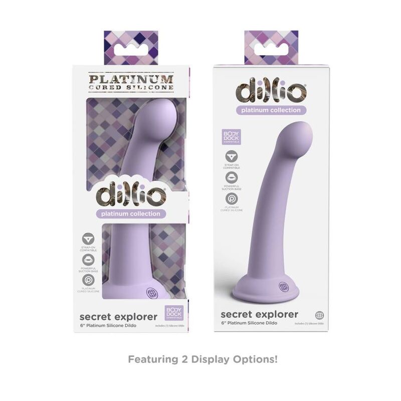 Gode Ventouse Silicone Platine Secret Explorer 15 cm - Dillio Platinum