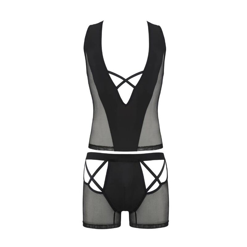 Set Lingerie Homme Oscar Boxer Sexy Noir Taille L/XL - Passion Men